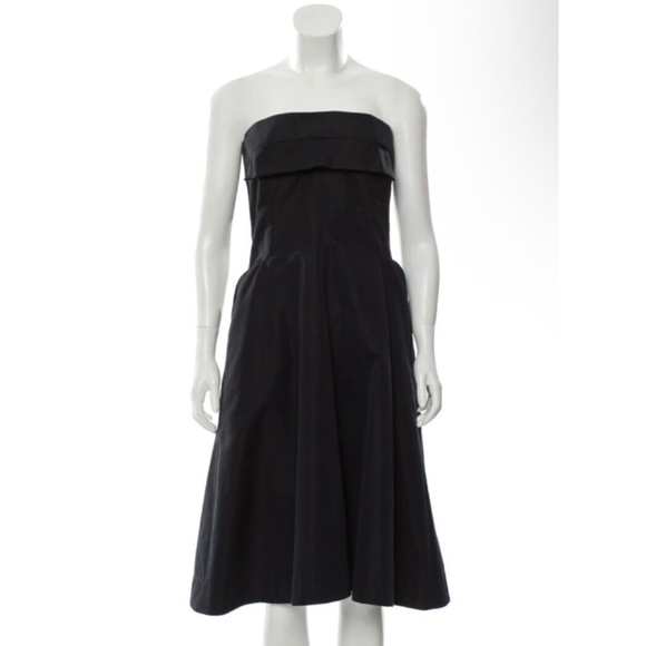 ★Org.$1490 JIL SANDER Strapless A-Line Dress Black 36★ - Picture 1 of 9